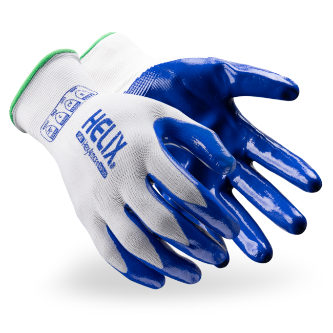 Guante 1040 Helix Nylon Recubrimiento de  Nitrilo Glossy Smooth Blue A1 G18