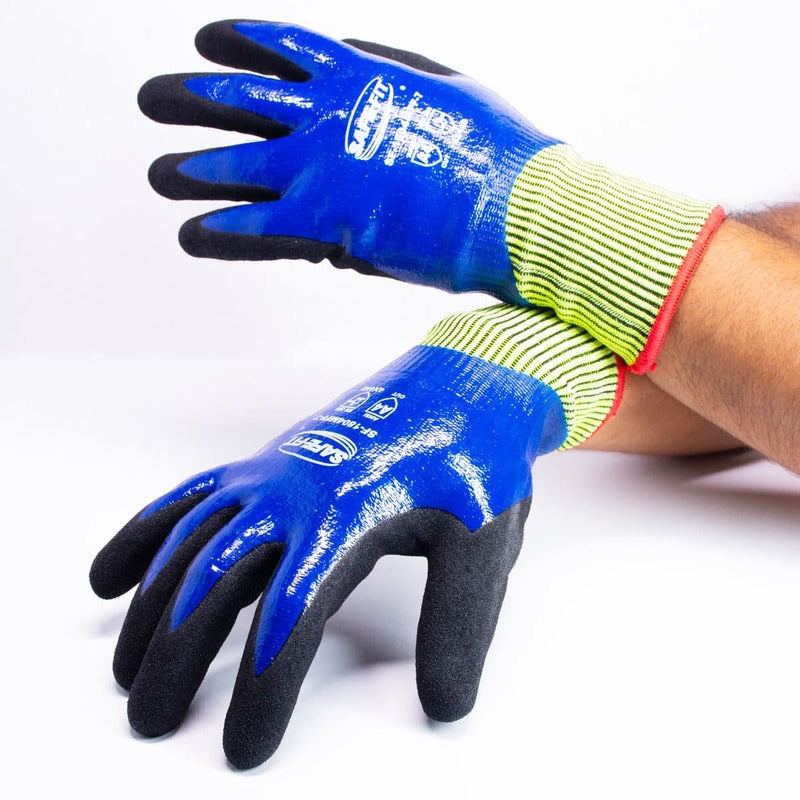 Schwer Guantes de trabajo impermeables, ANSI A4 guantes resistentes a los  cortes con doble revestimiento de látex aislante, súper agarre para